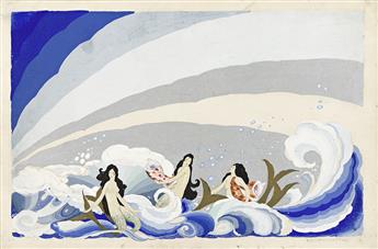 UMBERTO BRUNELLESCHI Mermaids in swirling waves.